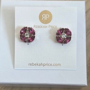 REBEKAH PRICE Fuschia and Crystal Clear Swarovski in Gold Earrings